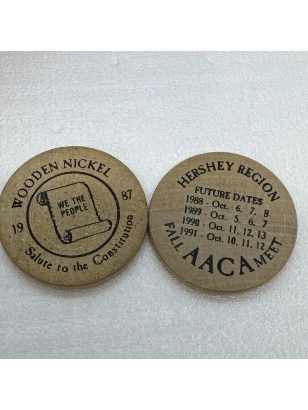 Hershey Boop 1987 Red Truck National Fall Meet W/Plaque AACA & 2 Wooden Nickels